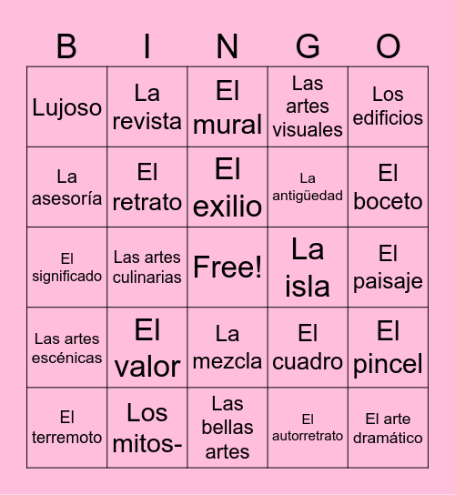 Loteria Vocabulario 3 Bingo Card