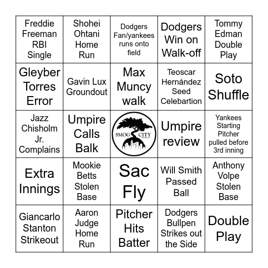 Smog City World Series Bingo Card