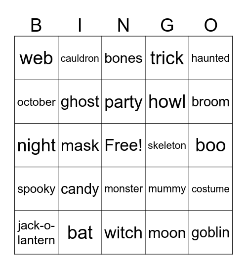 Halloween Bingo Card