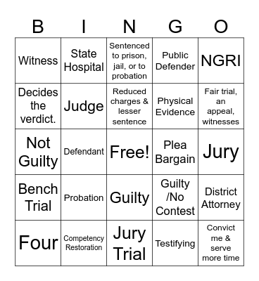 Competency Bingo Card