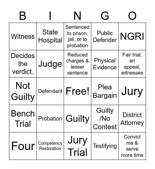 Competency Bingo Card