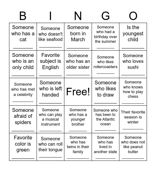 Human BINGO Card