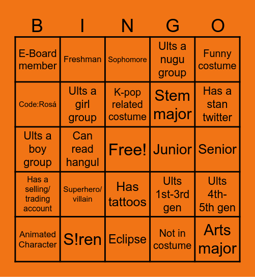 KPC Halloween Bingo Card