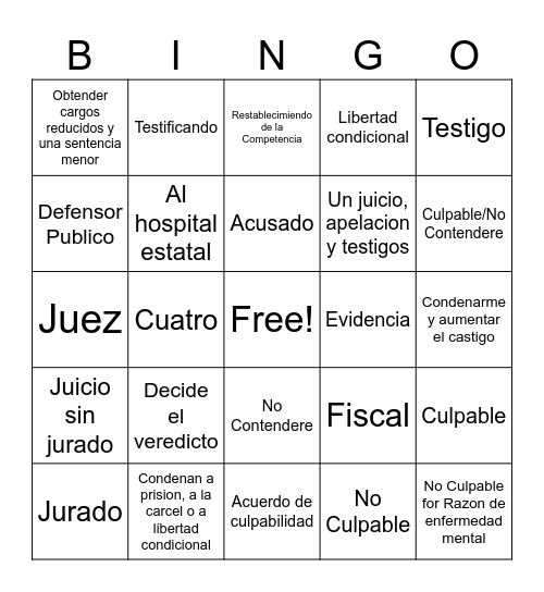 Competencia Bingo Card