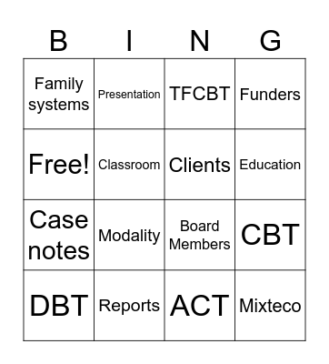 FSA Bingo Card