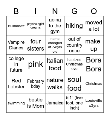 Mackenzie BINGO! Bingo Card