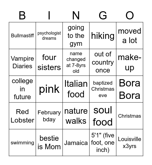 Mackenzie BINGO! Bingo Card