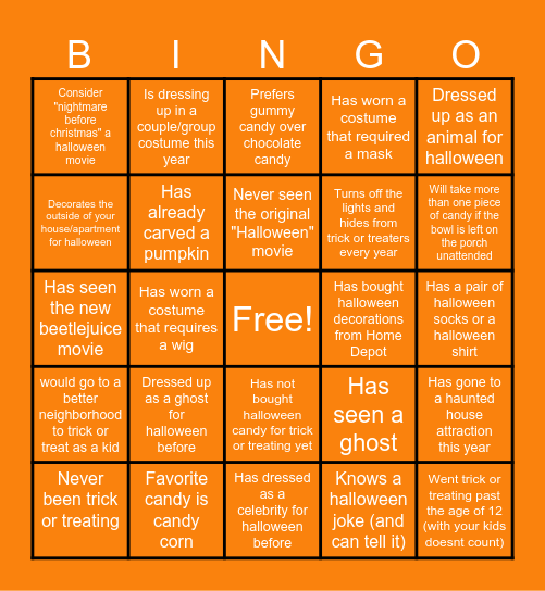 Halloween BINGO Card