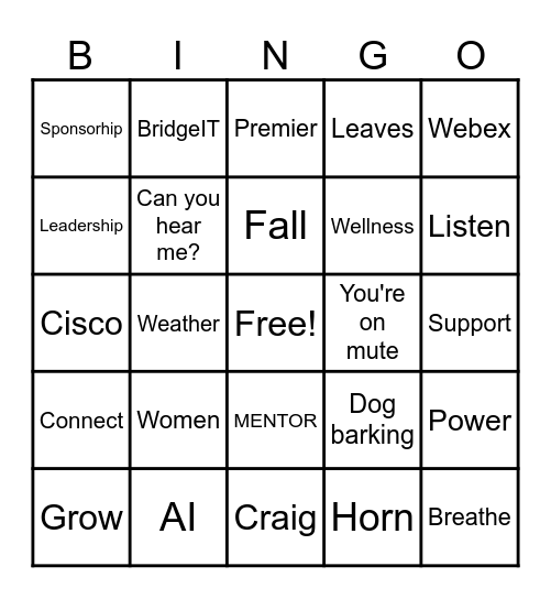 Women of Premier Bingo Card