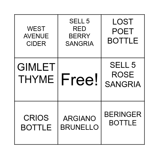 ROLLOUT PUSH! Bingo Card