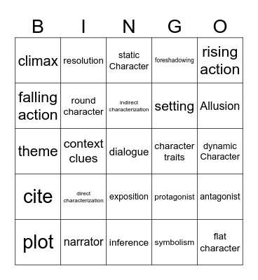 English Language Arts #1 Bingo Card