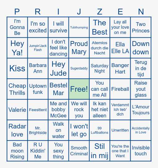 MUZIEK BINGO! Bingo Card