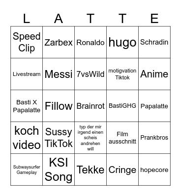 SocialMedia BIngo Card