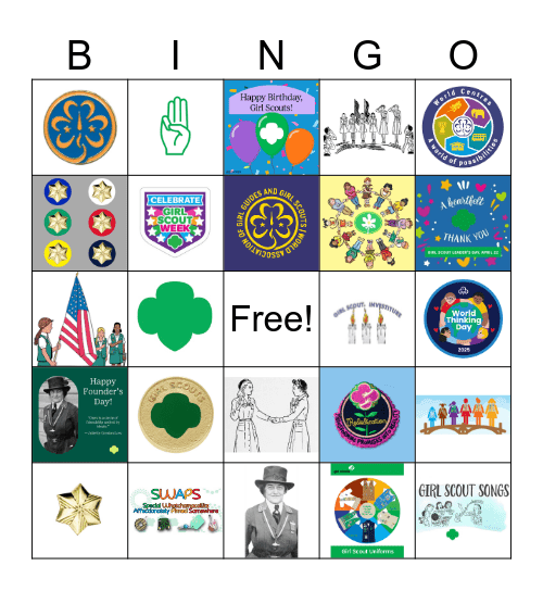 Girl Scout Traditions Bingo Card