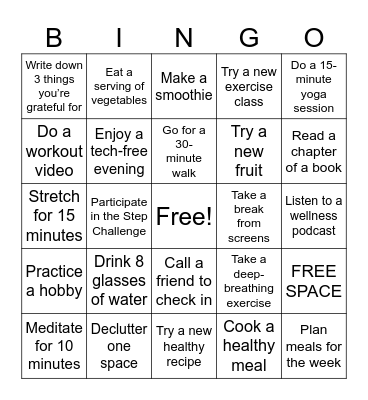 Monday Bingo Card