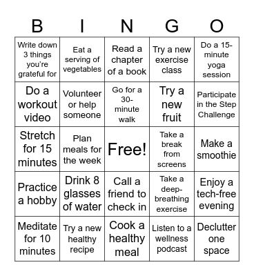 Monday Bingo Card