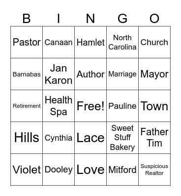 Mitford Bingo Card