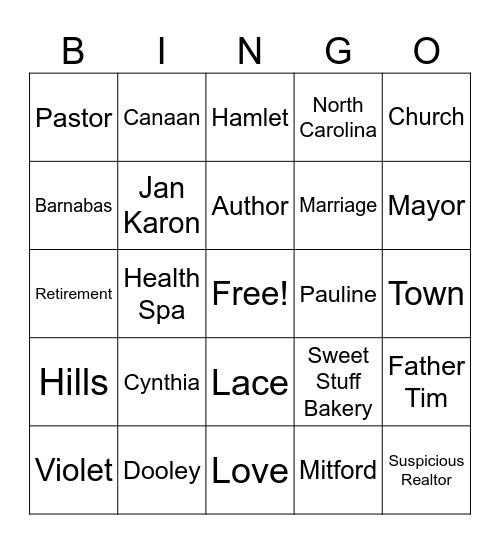 Mitford Bingo Card
