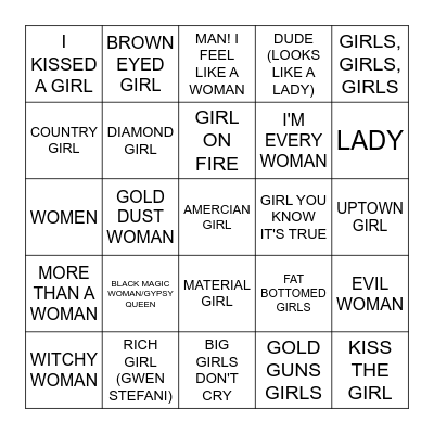 LADIES FIRST Bingo Card
