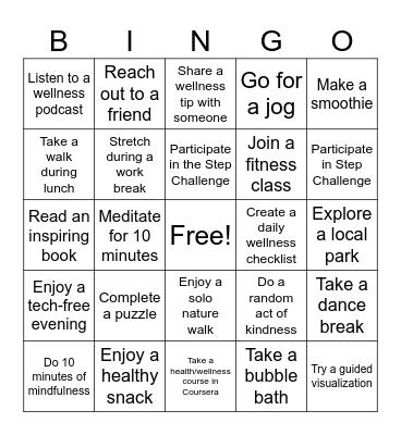 Thursday Bingo Card