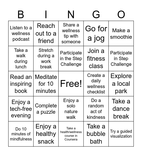 Thursday Bingo Card