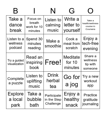 Thursday Bingo Card