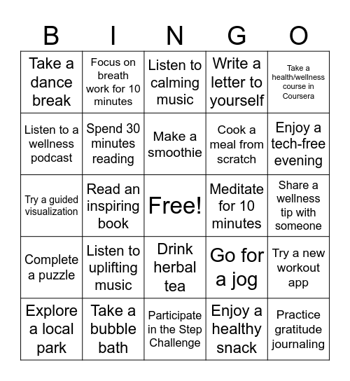 Thursday Bingo Card