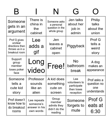 ADSUP Bingo Card