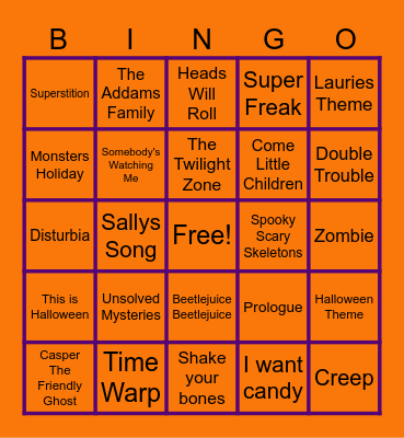 Halloween           Music Bingo Card