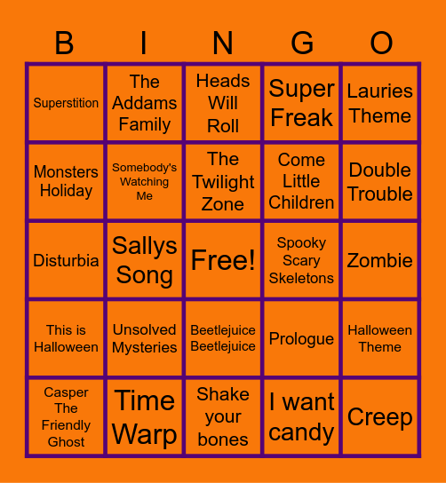 Halloween           Music Bingo Card