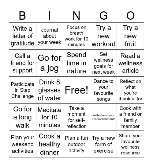 Friday Bingo Card