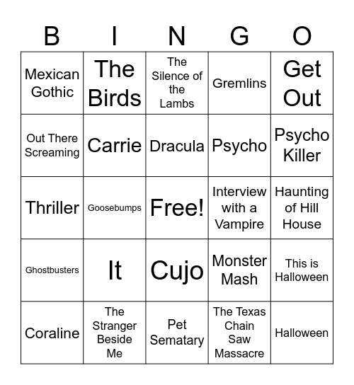 Halloween Bingo Card