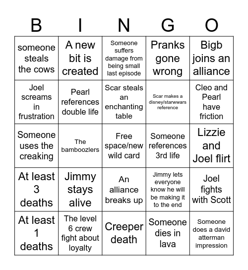 Episode 2 Bingo Card