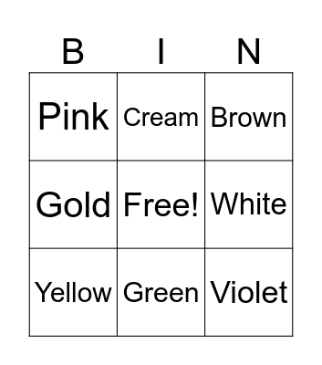 Color Bingo Card