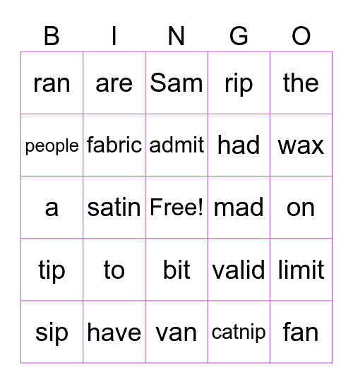Phonics L1-L3 Bingo Card