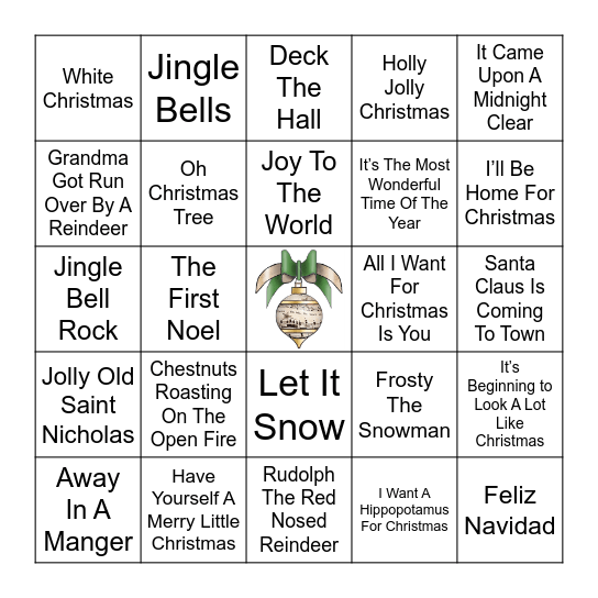 Christmas Music Bingo Card