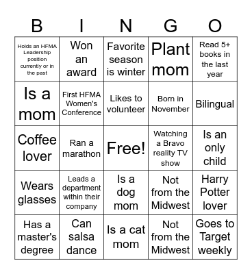 HFMA Region 8 Women's Conference 2024 Bingo Card