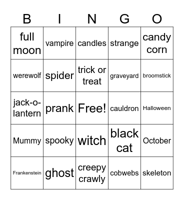 BINGO-WEEN Bingo Card