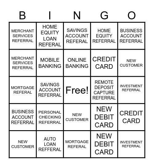 TELLER REFERRAL Bingo Card