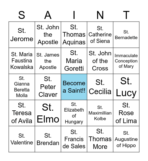 SAINT Bingo Card