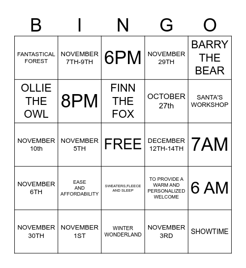 Q4 BINGO Card