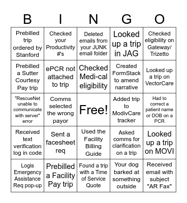 SPIRIT WEEK BINGO Card