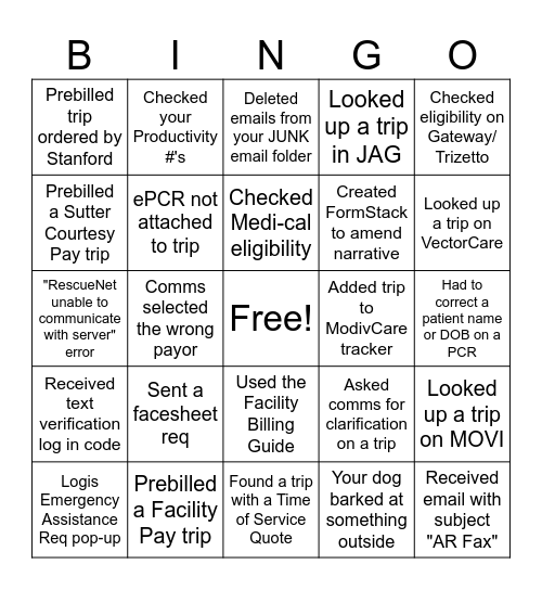 SPIRIT WEEK BINGO Card