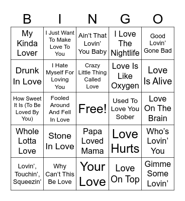 AIN'T THIS LOVE MUSIC Bingo Card