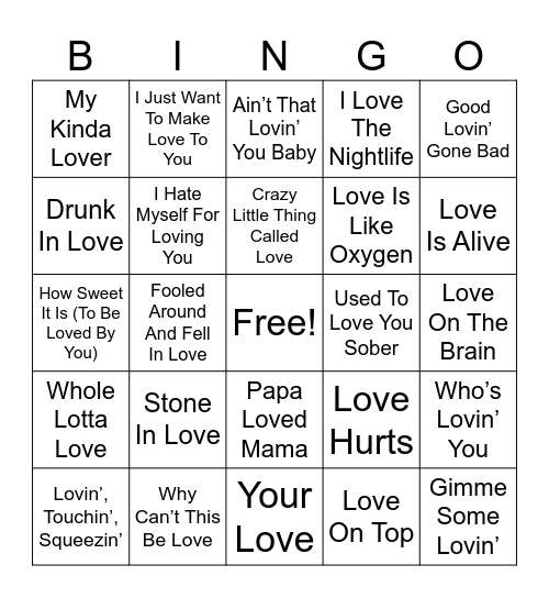 AIN'T THIS LOVE MUSIC Bingo Card