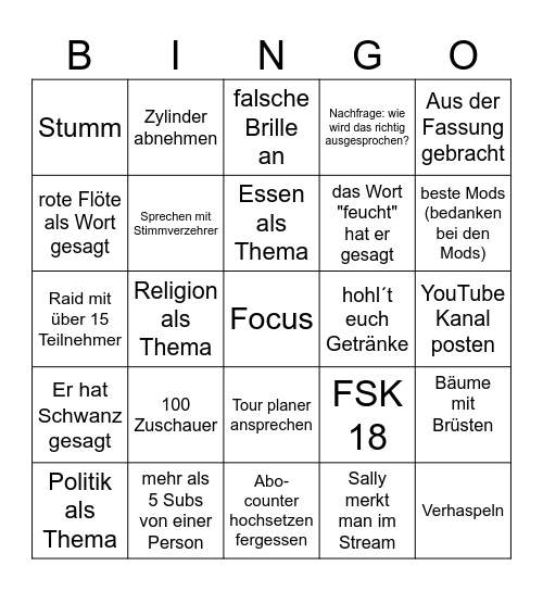 Streambingo Card