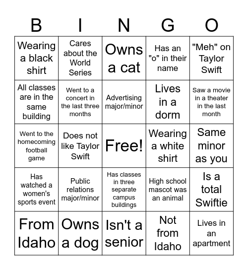 PRSSA BINGO Card