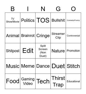 a Bingo Card