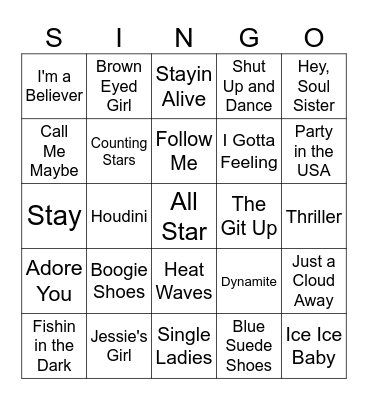 SINGO! Bingo Card