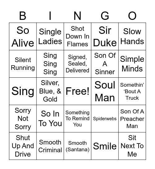 S TITLES (2) MUSIC Bingo Card